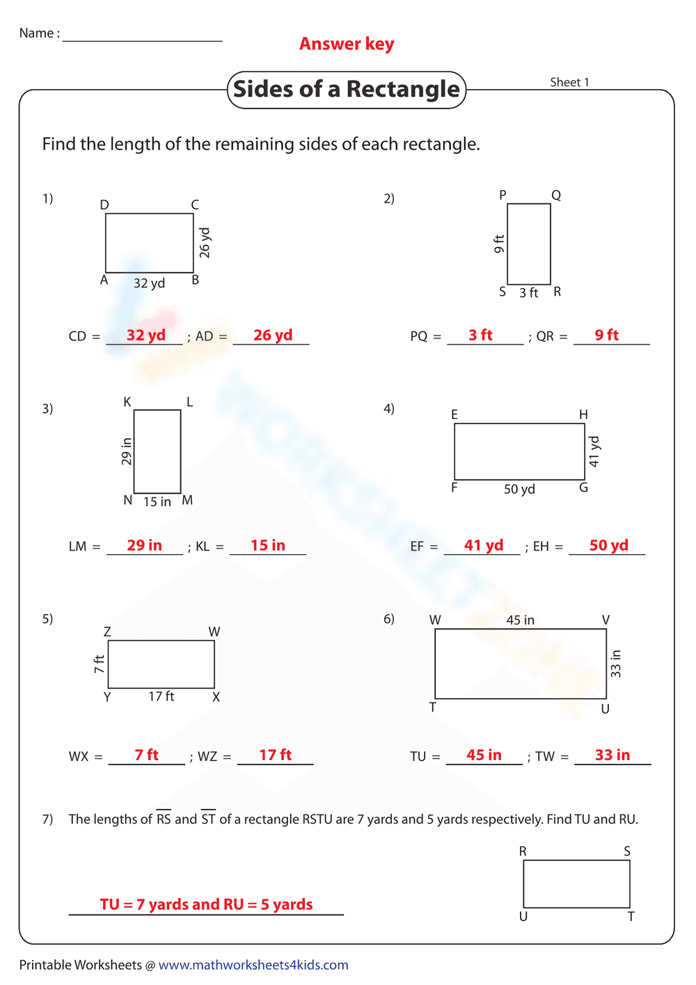 Sides of a Rectangle Practice - Page 2