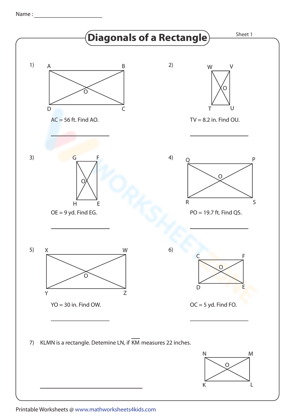 Diagonals of a Rectangle - Page 1