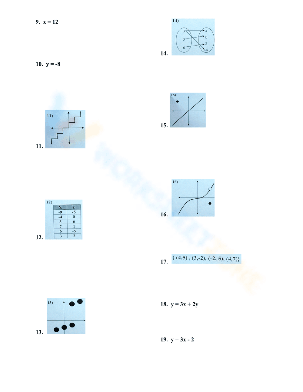Identifying Functions Worksheet - Page 2