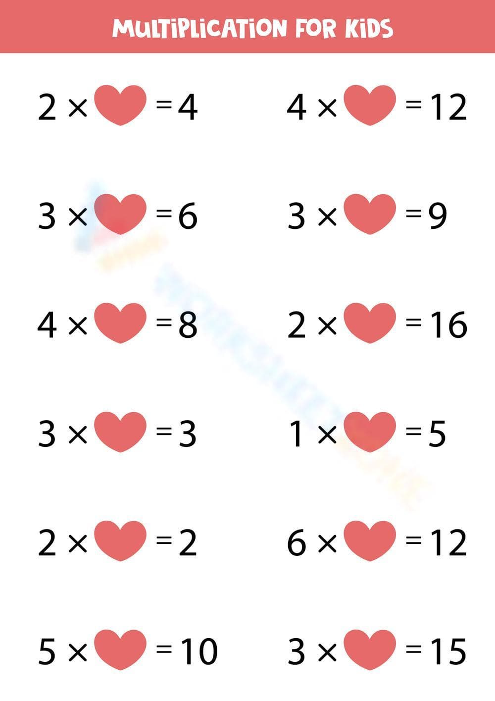 Multiplication Practice for Kids - Page 1