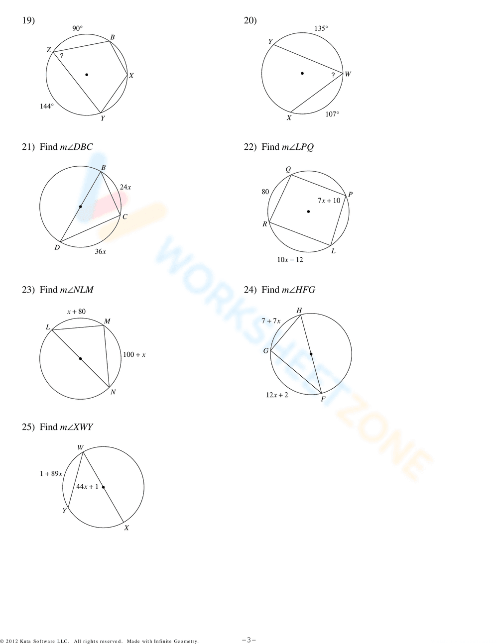 Inscribed Angles Homework - Page 3