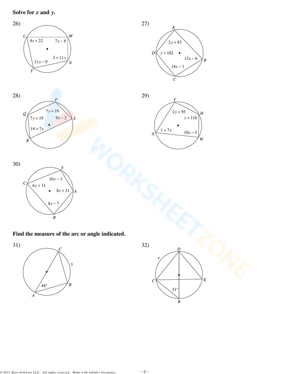 Inscribed Angles Homework - Page 4