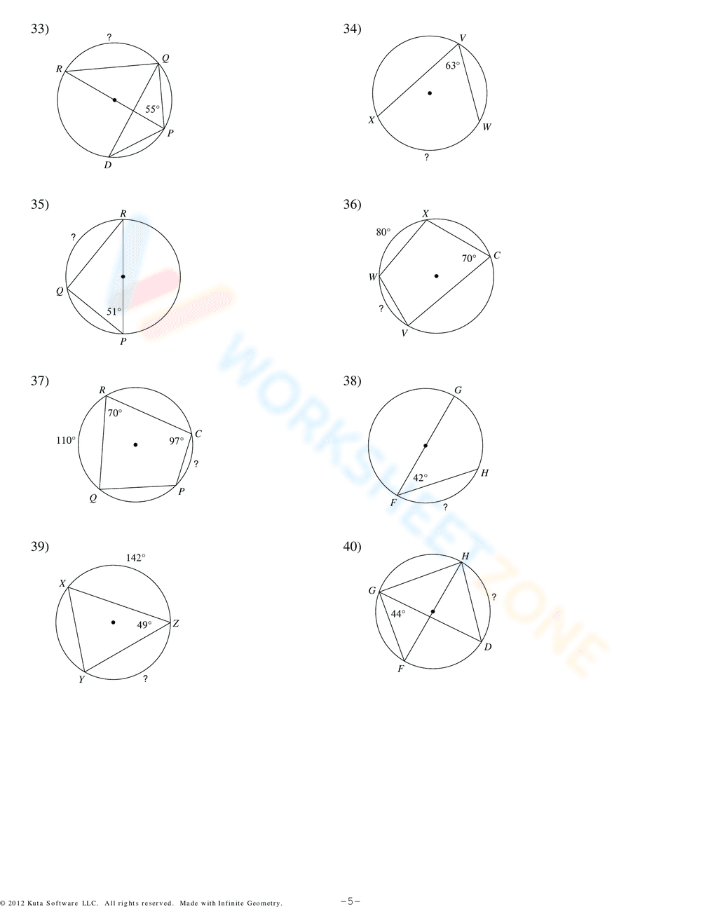 Inscribed Angles Homework - Page 5