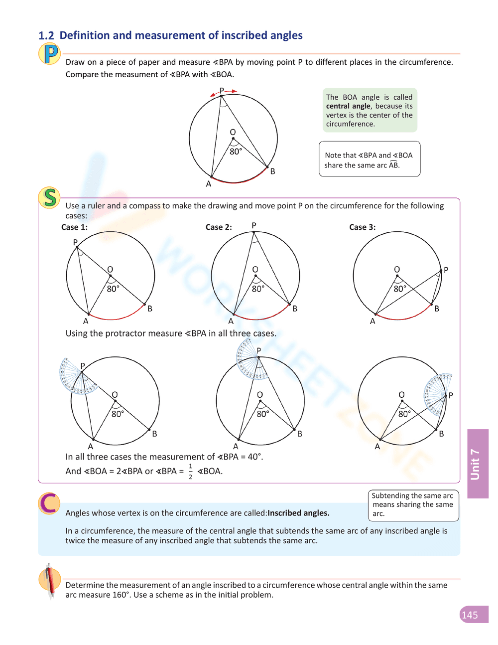 Inscribed Angle Worksheet for Geometry Practice - Page 3