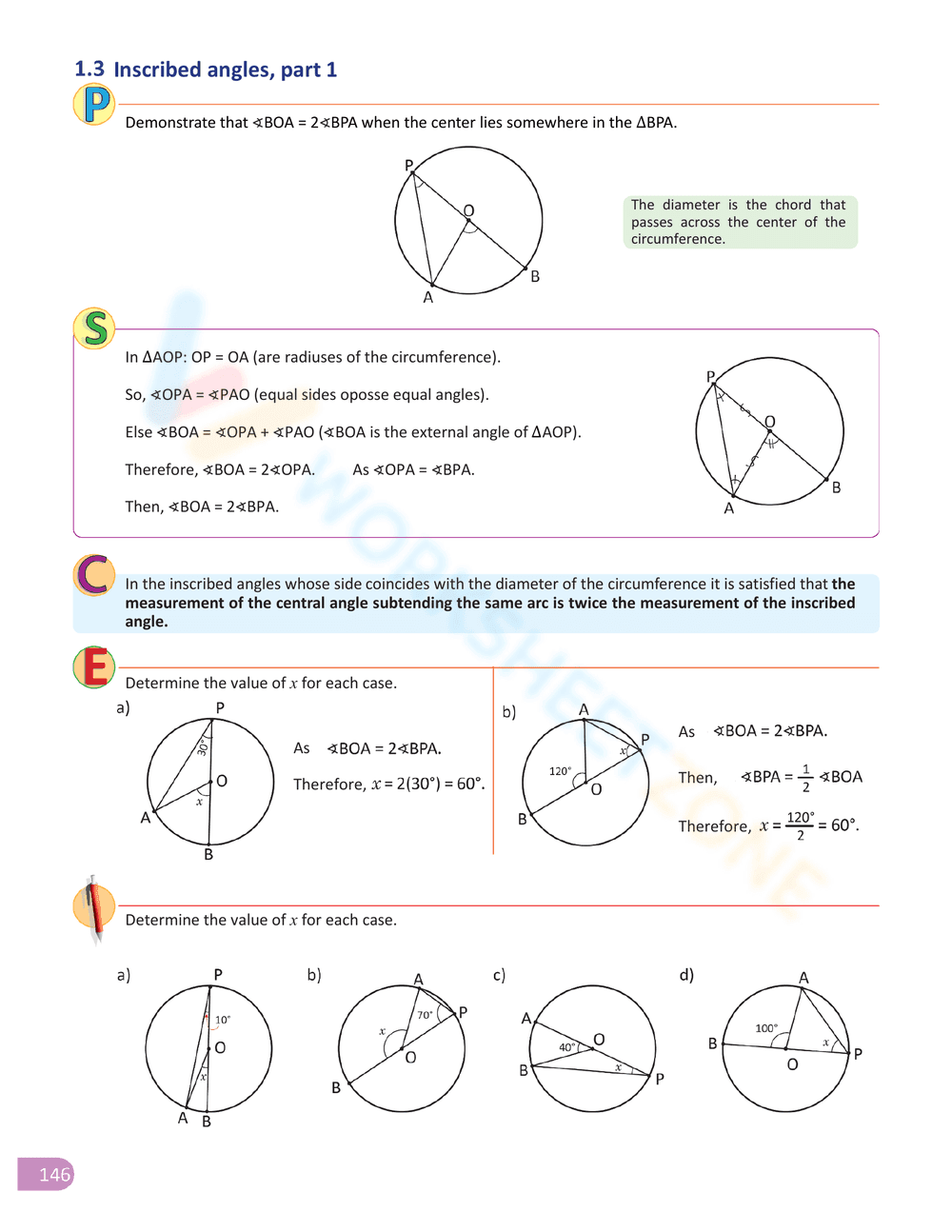 Inscribed Angle Worksheet for Geometry Practice - Page 4