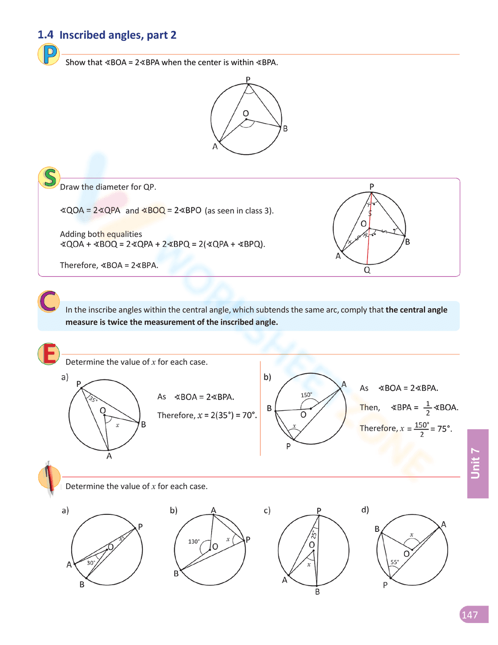 Inscribed Angle Worksheet for Geometry Practice - Page 5