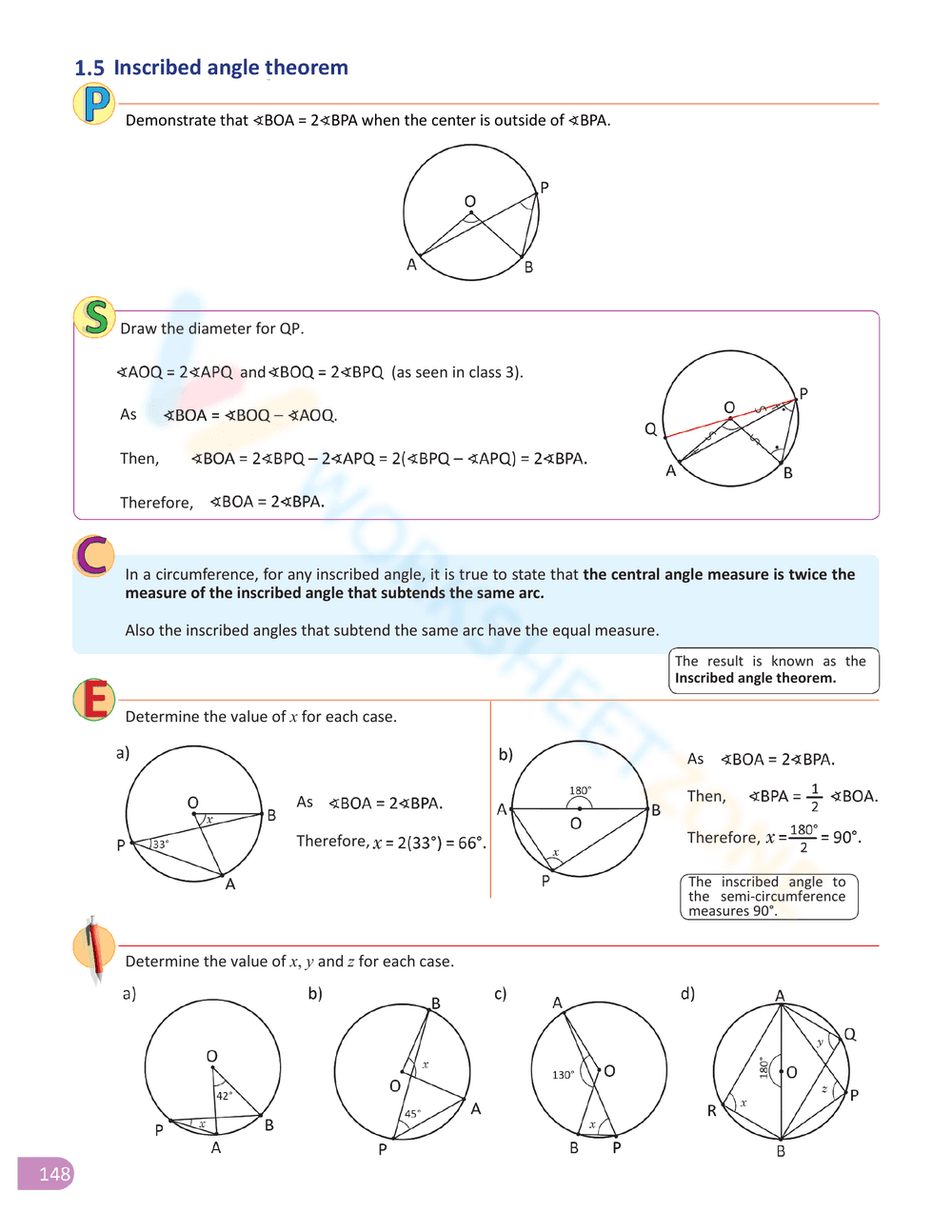 Inscribed Angle Worksheet for Geometry Practice - Page 6