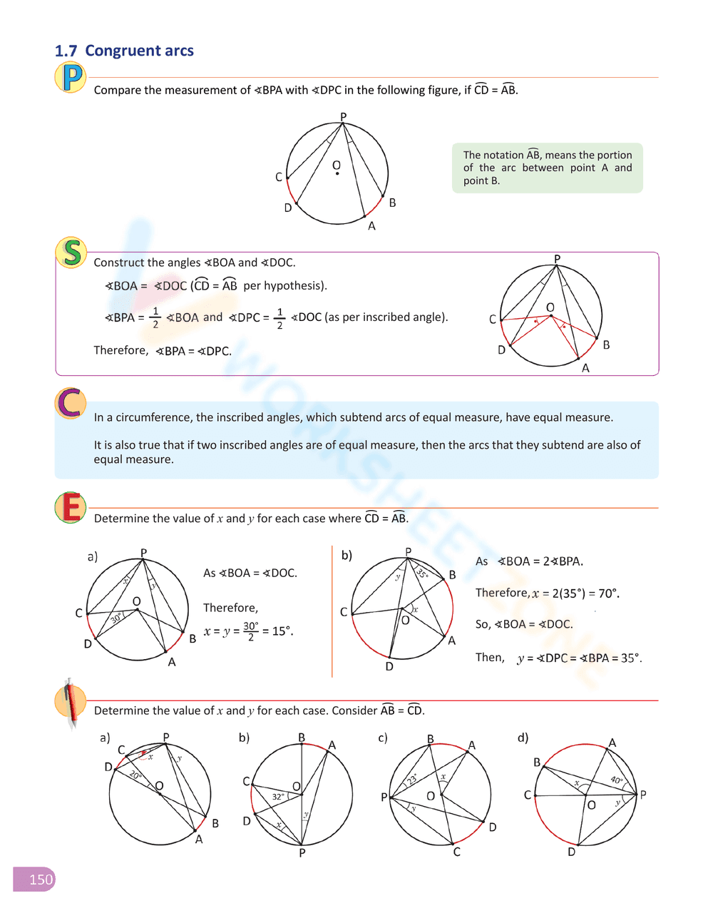 Inscribed Angle Worksheet for Geometry Practice - Page 8