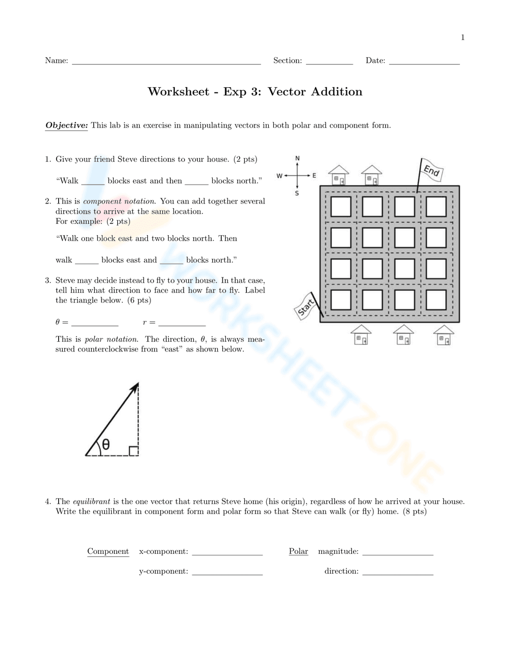 Vector Addition Worksheet - Page 1