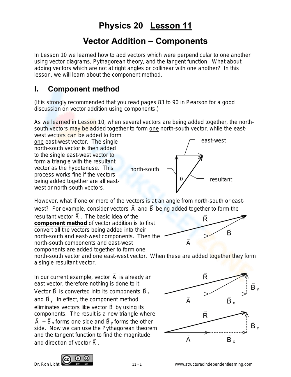 Vector Addition Components Practice - Page 1