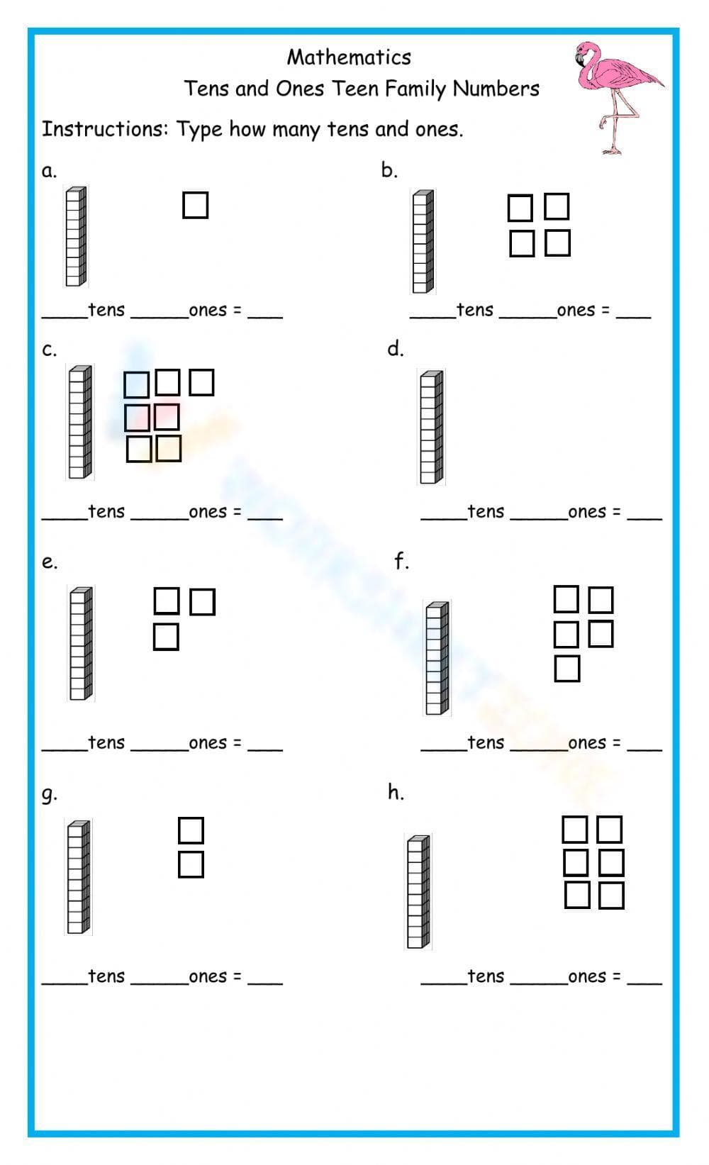 Teen Family Numbers: Math Worksheet - Page 1