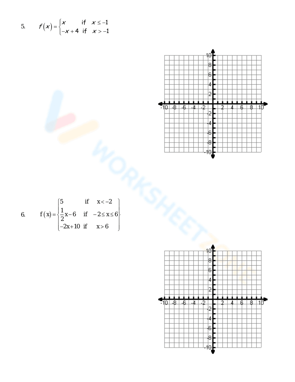 Piecewise Functions Practice Worksheet - Page 3