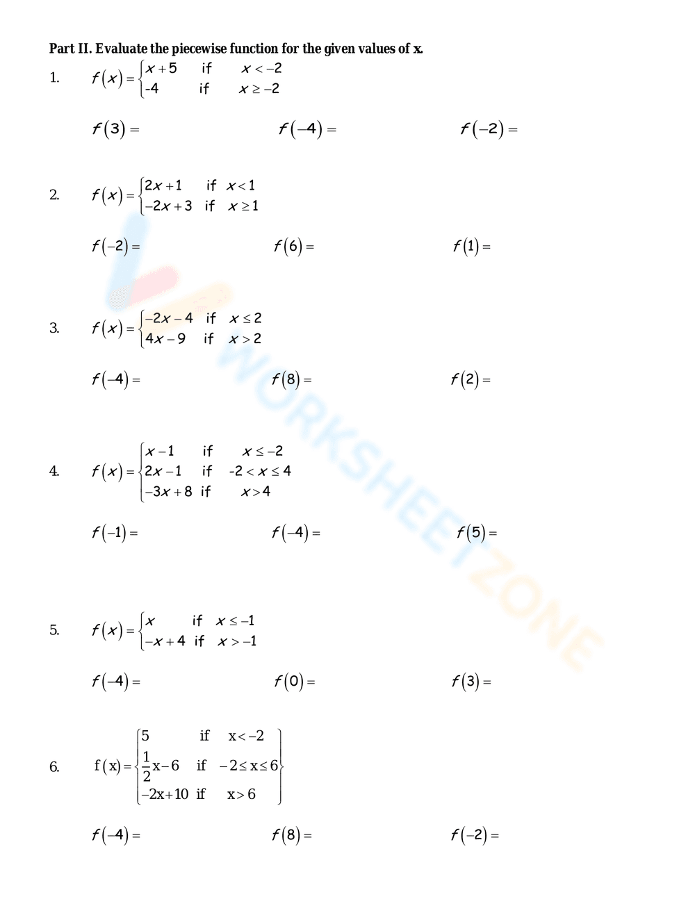Piecewise Functions Practice Worksheet - Page 4