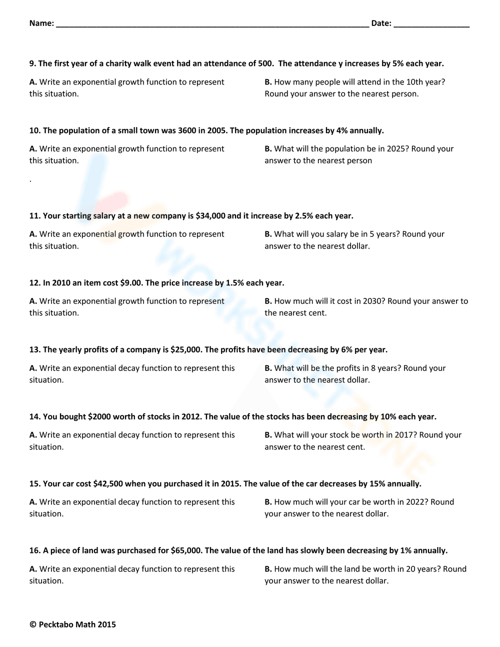 Solve Exponential Growth and Decay Problems - Page 2