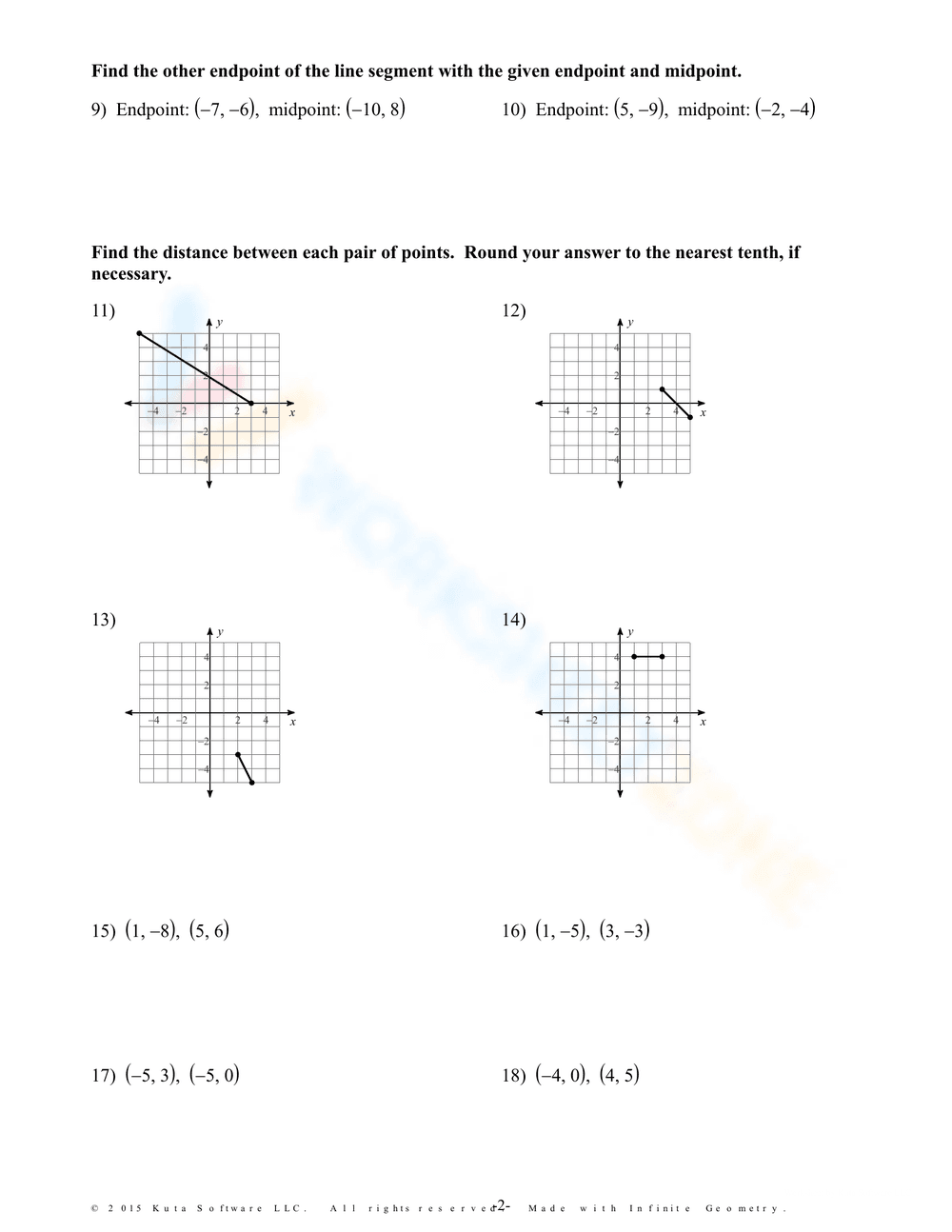 Calculate Midpoints and Distance on Coordinate Plane - Page 10