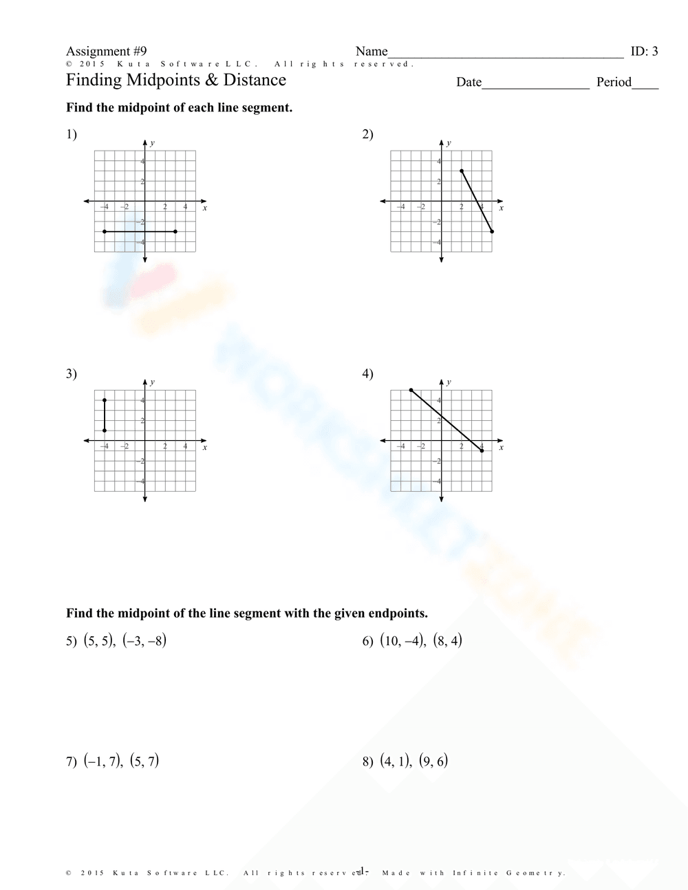 Calculate Midpoints and Distance on Coordinate Plane - Page 6