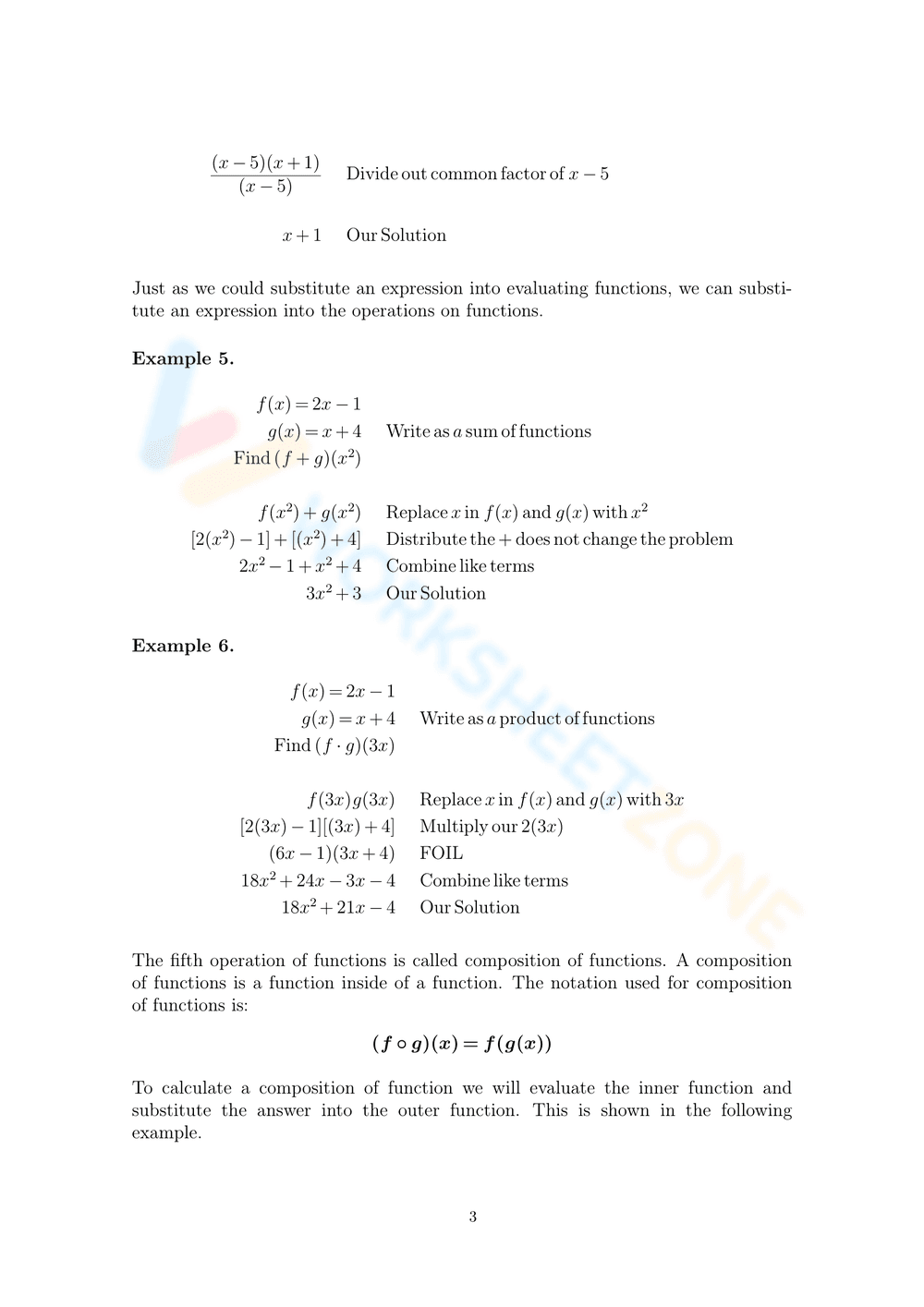Updated Operations on Functions Worksheet - Page 3