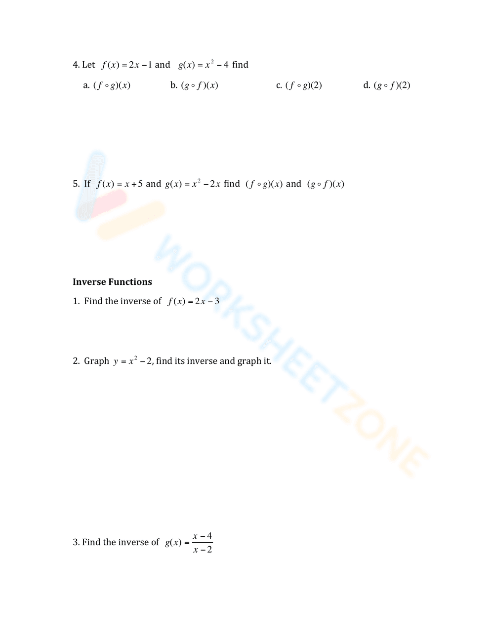 Functions Worksheet - Page 3