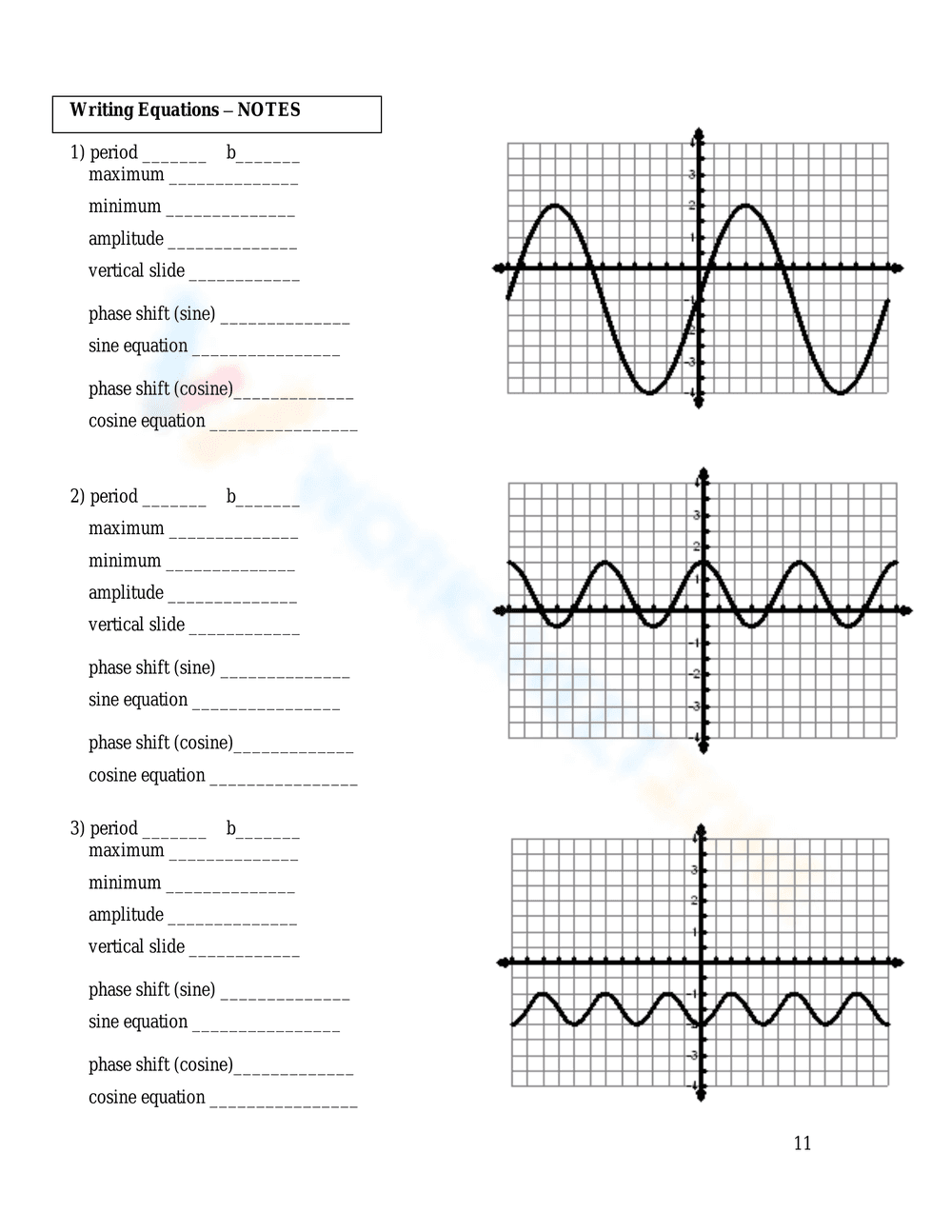 Graphing & Writing Sine and Cosine Functions - Page 10