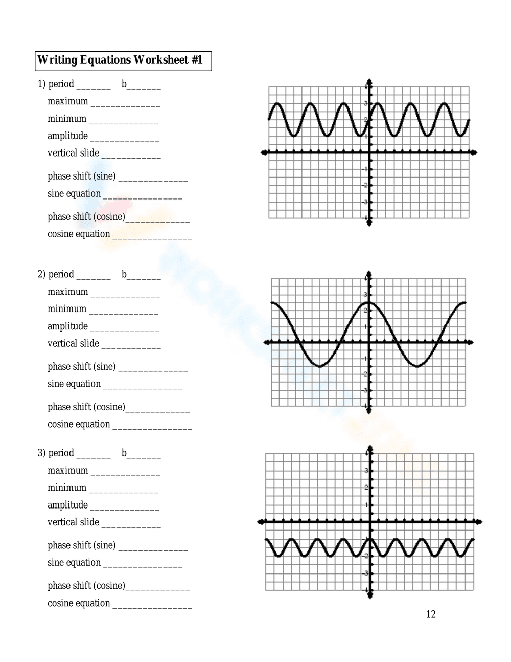Graphing & Writing Sine and Cosine Functions - Page 11
