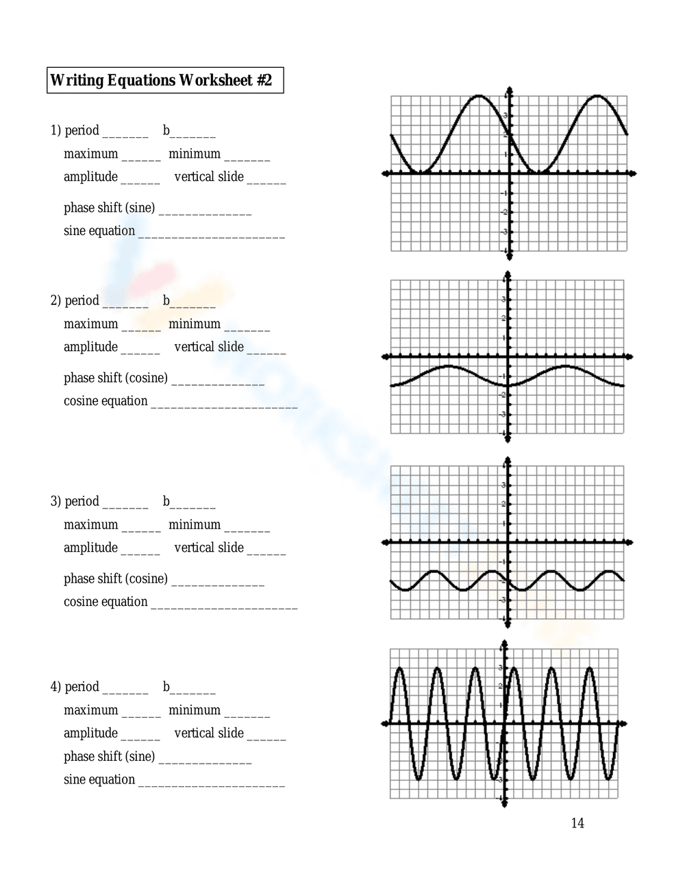 Graphing & Writing Sine and Cosine Functions - Page 13