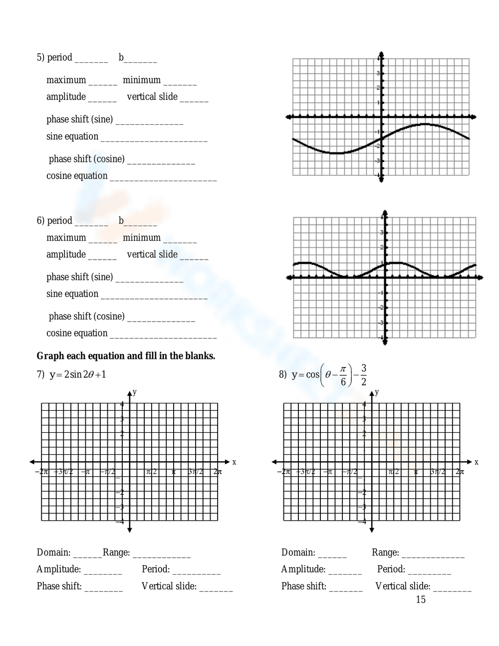 Graphing & Writing Sine and Cosine Functions - Page 14