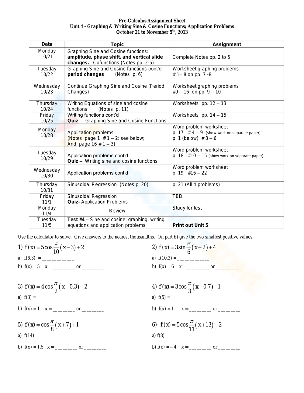 Graphing & Writing Sine and Cosine Functions - Page 19