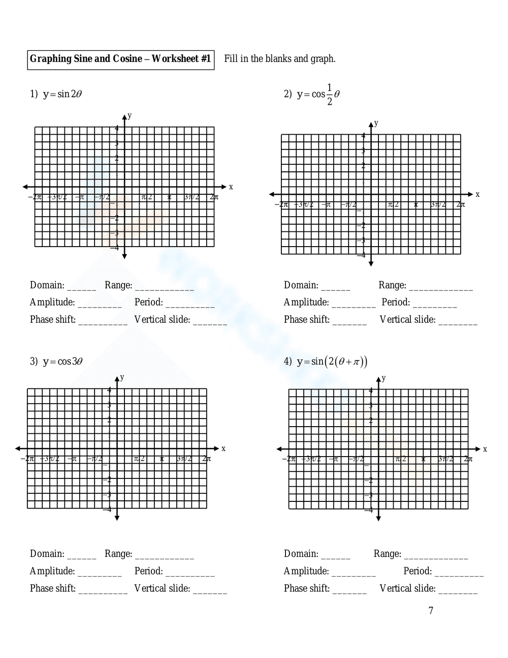 Graphing & Writing Sine and Cosine Functions - Page 6