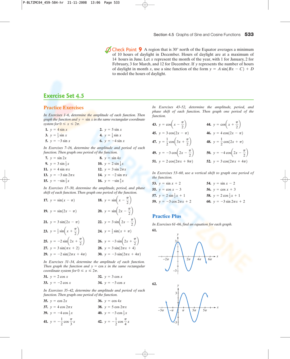 Graphs of Sine and Cosine Functions - Page 19