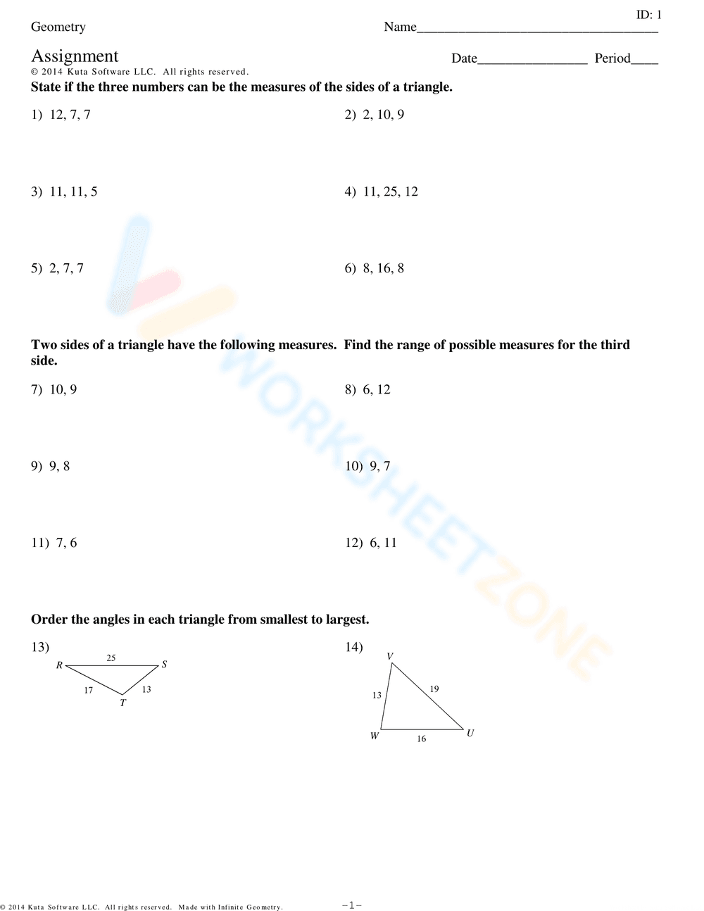 Triangle Inequality Theorem - Page 1