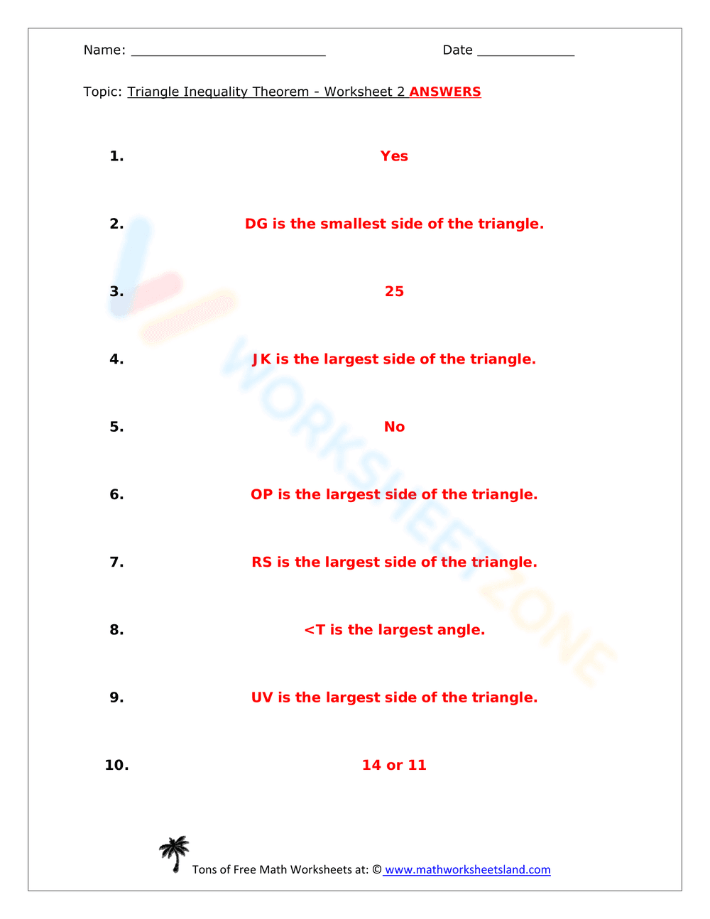 Triangle Inequality Theorem Worksheet - Page 4