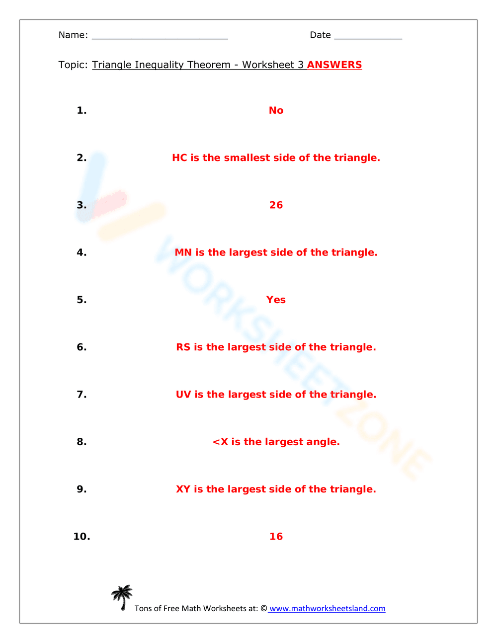 Triangle Inequality Theorem Worksheet - Page 6
