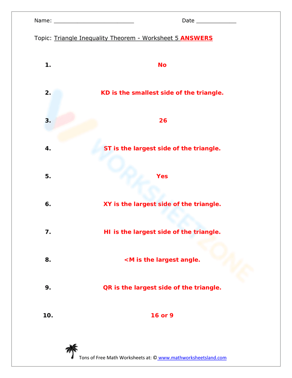 Triangle Inequality Theorem Worksheet - Page 10