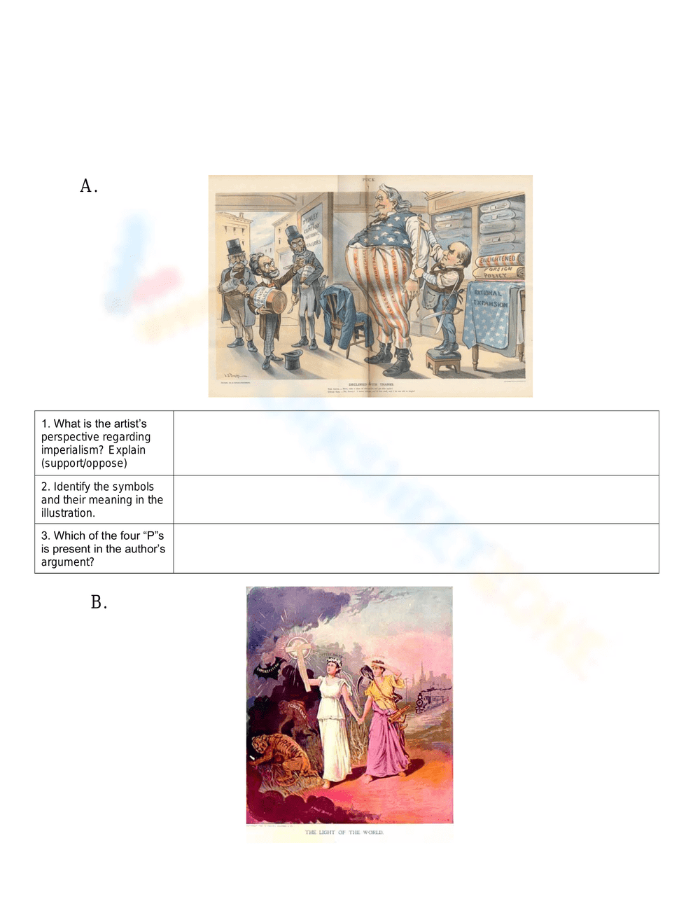 Views on Imperialism Worksheet - Page 2