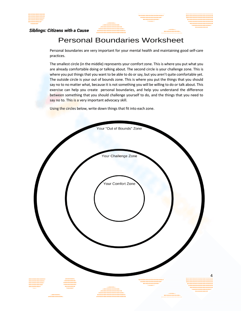 Personal Boundary Worksheet - Page 1