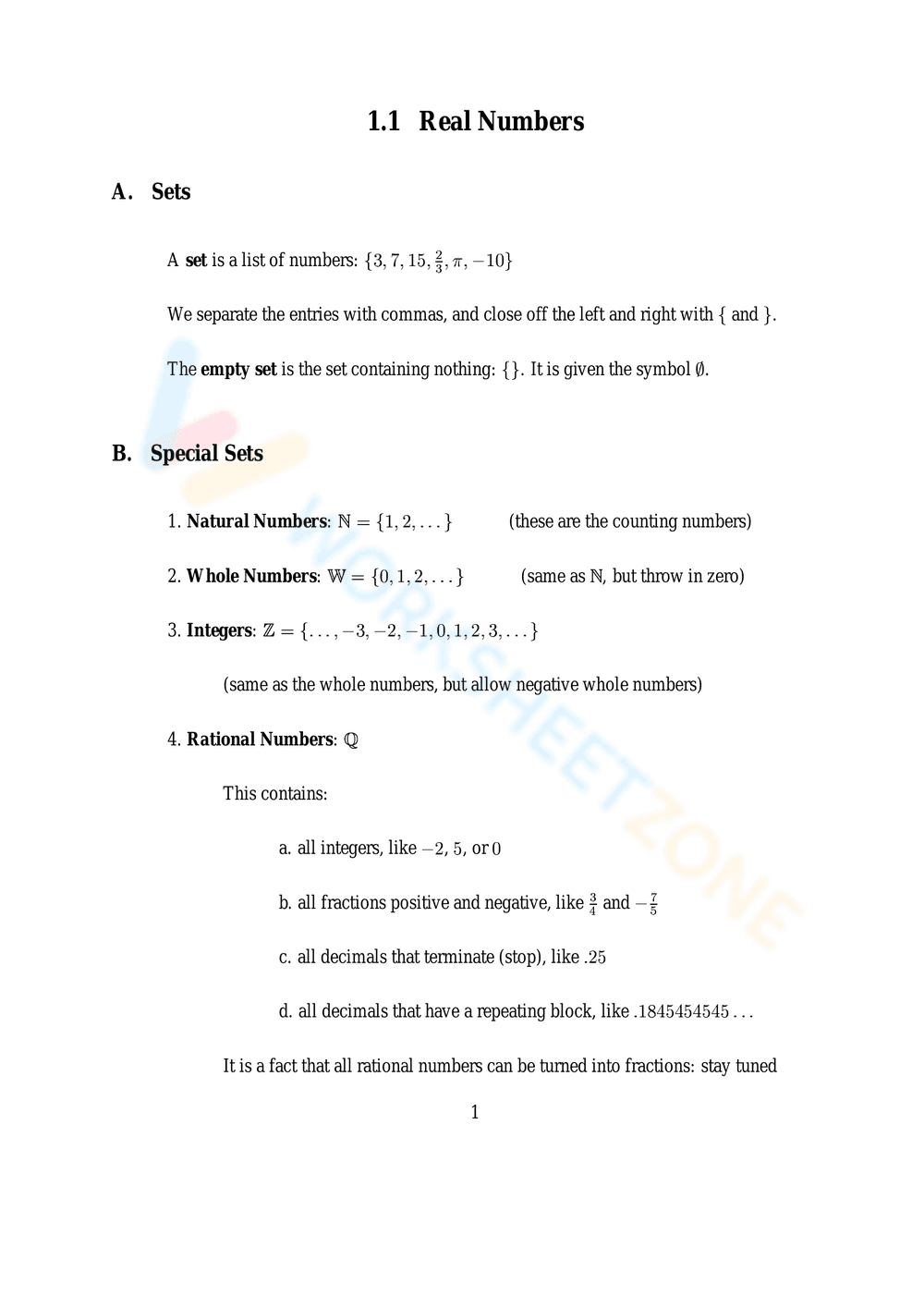 Exploring Real Numbers - Page 1