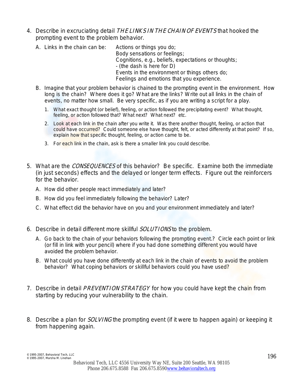 Instructions for Chain Analysis Worksheet - Page 1