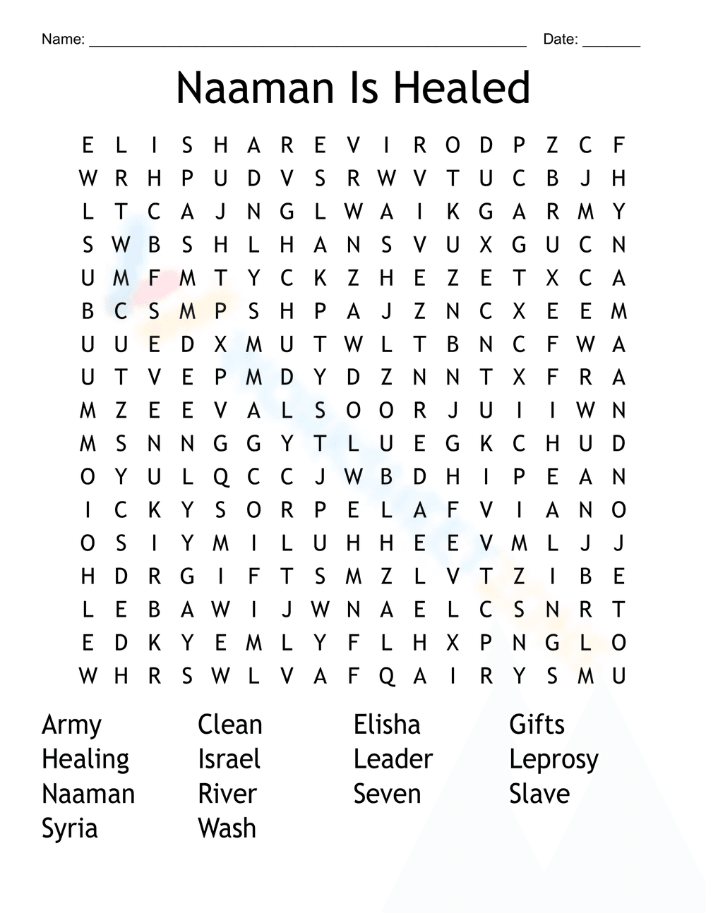 Naaman is Healed Story Activity - Page 1