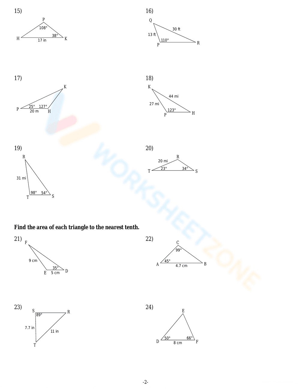 Practice with the Law of Sines - Page 2
