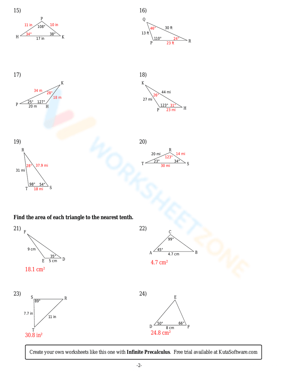 Practice with the Law of Sines - Page 4