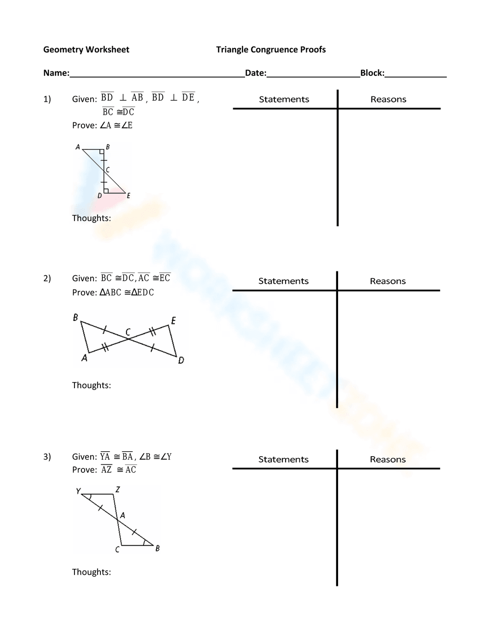 Proofs for Triangle Congruence - Page 1