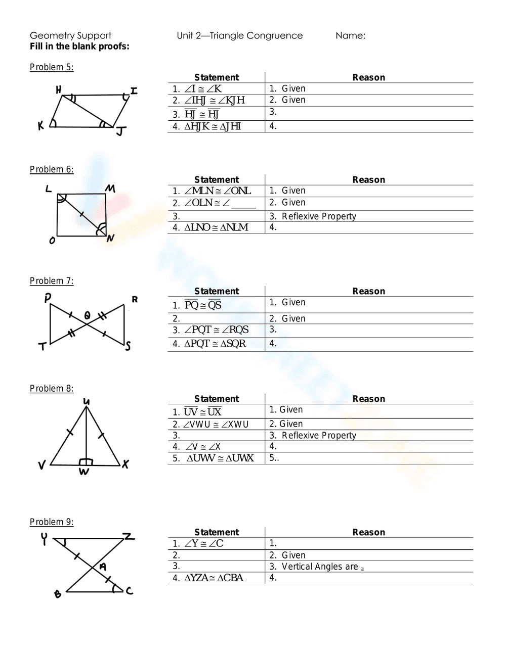 Practice Proving Triangle Congruence - Page 2
