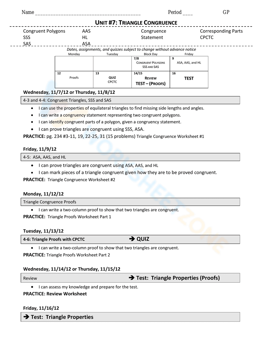 Triangle Congruence Practice Problems - Page 1