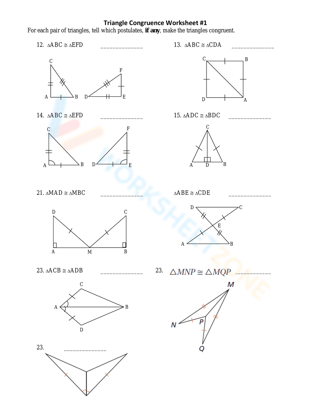 Triangle Congruence Practice Problems - Page 4