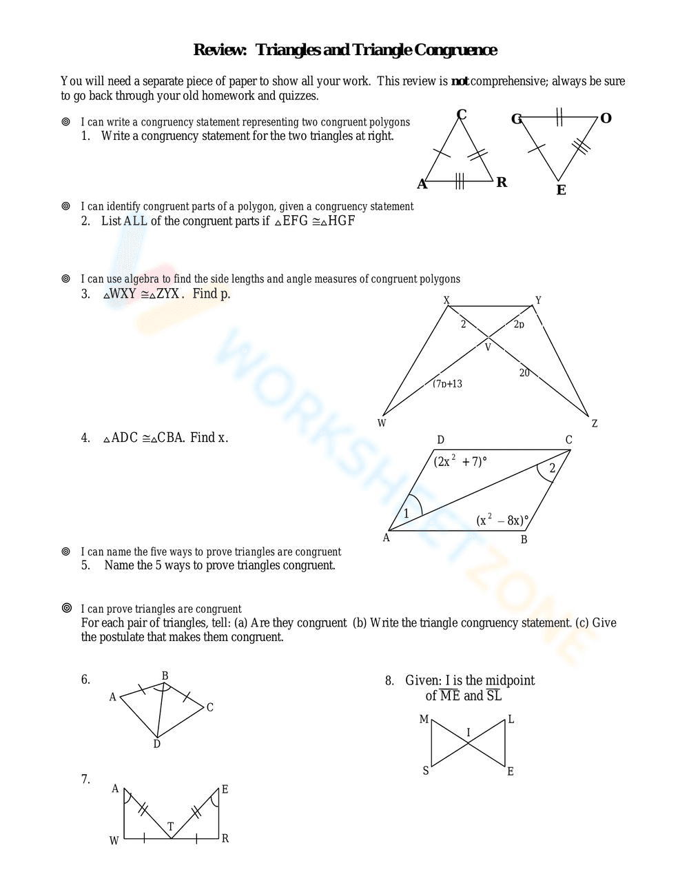 Triangle Congruence Practice Problems - Page 9