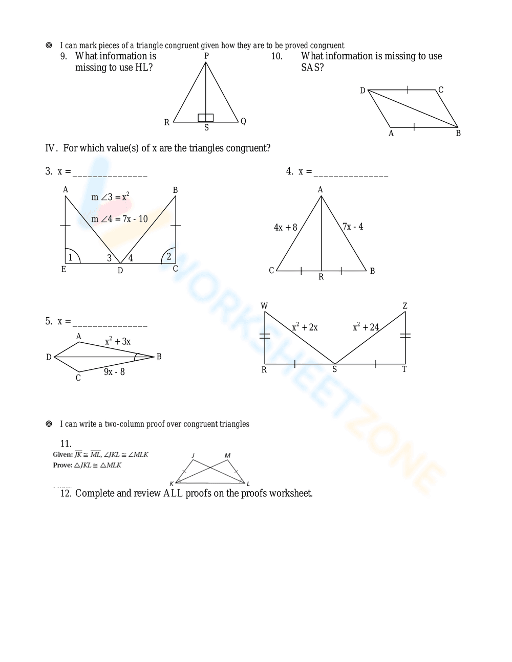 Triangle Congruence Practice Problems - Page 10