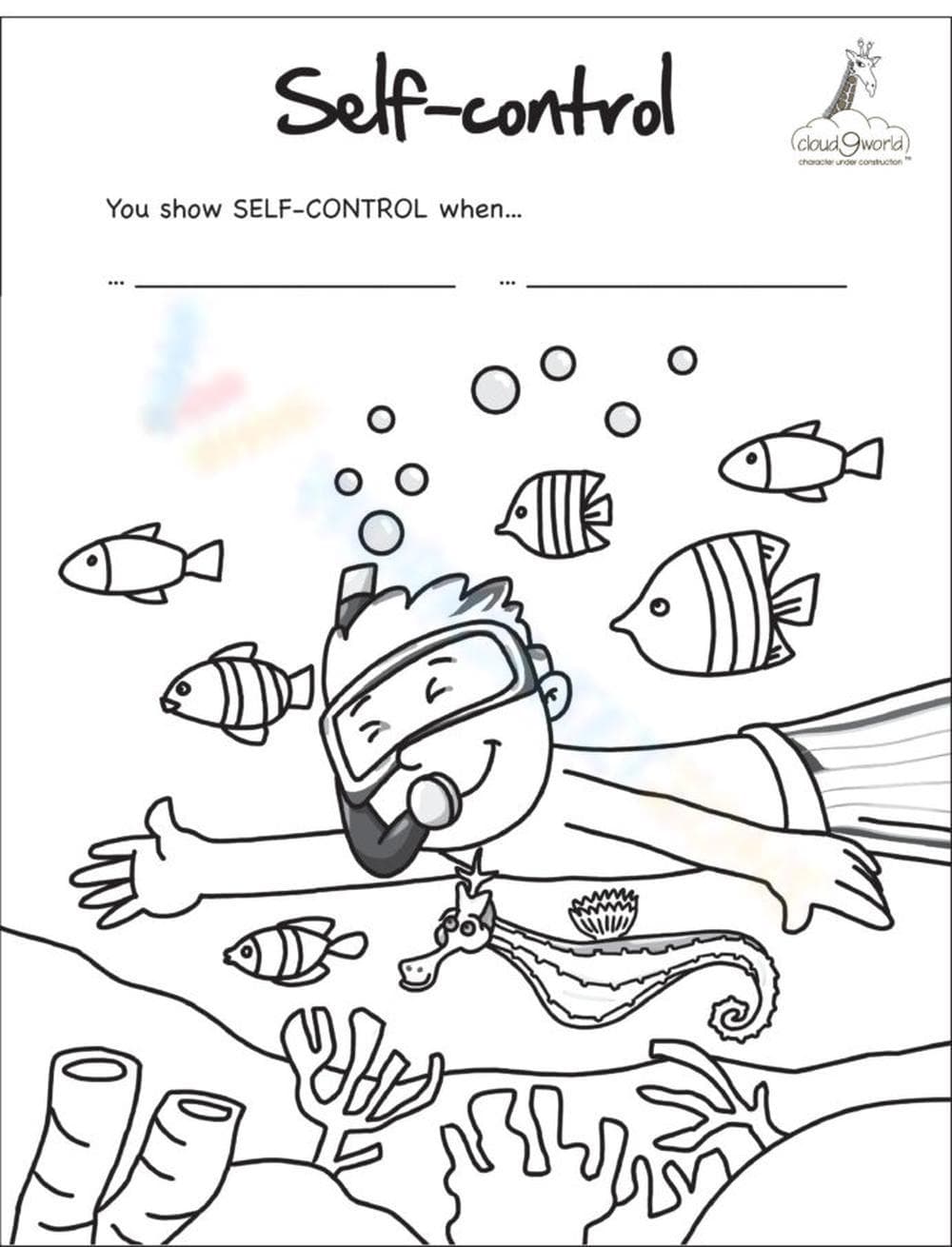 Self-Control Coloring Page - Page 1
