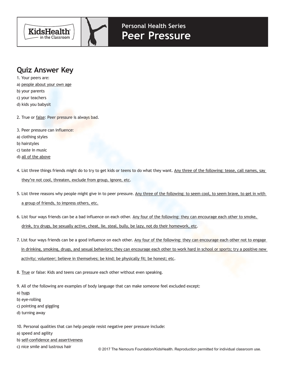 Navigating Peer Pressure: A Helpful Worksheet - Page 7