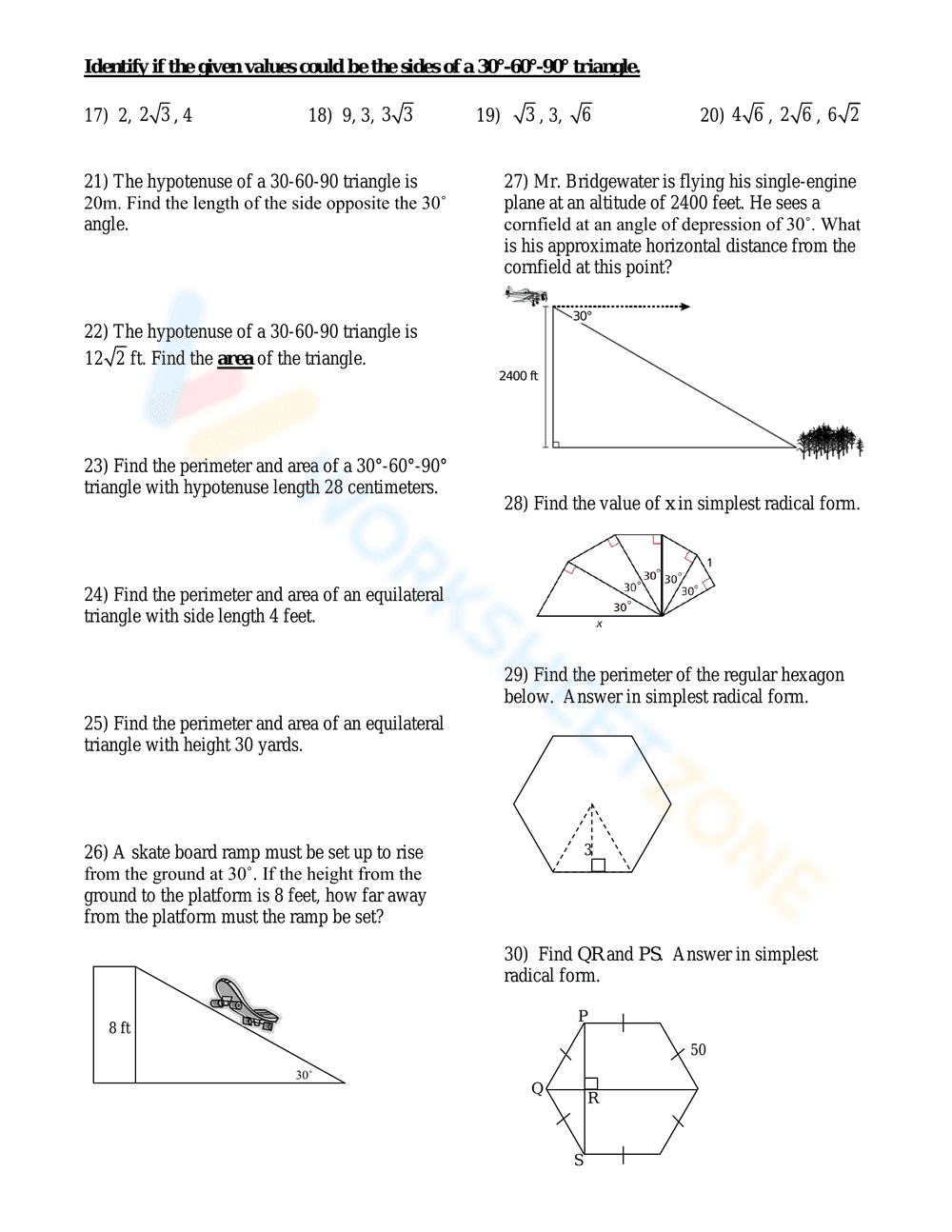 30-60-90 Triangles 3: Improve Geometry Skills - Page 2