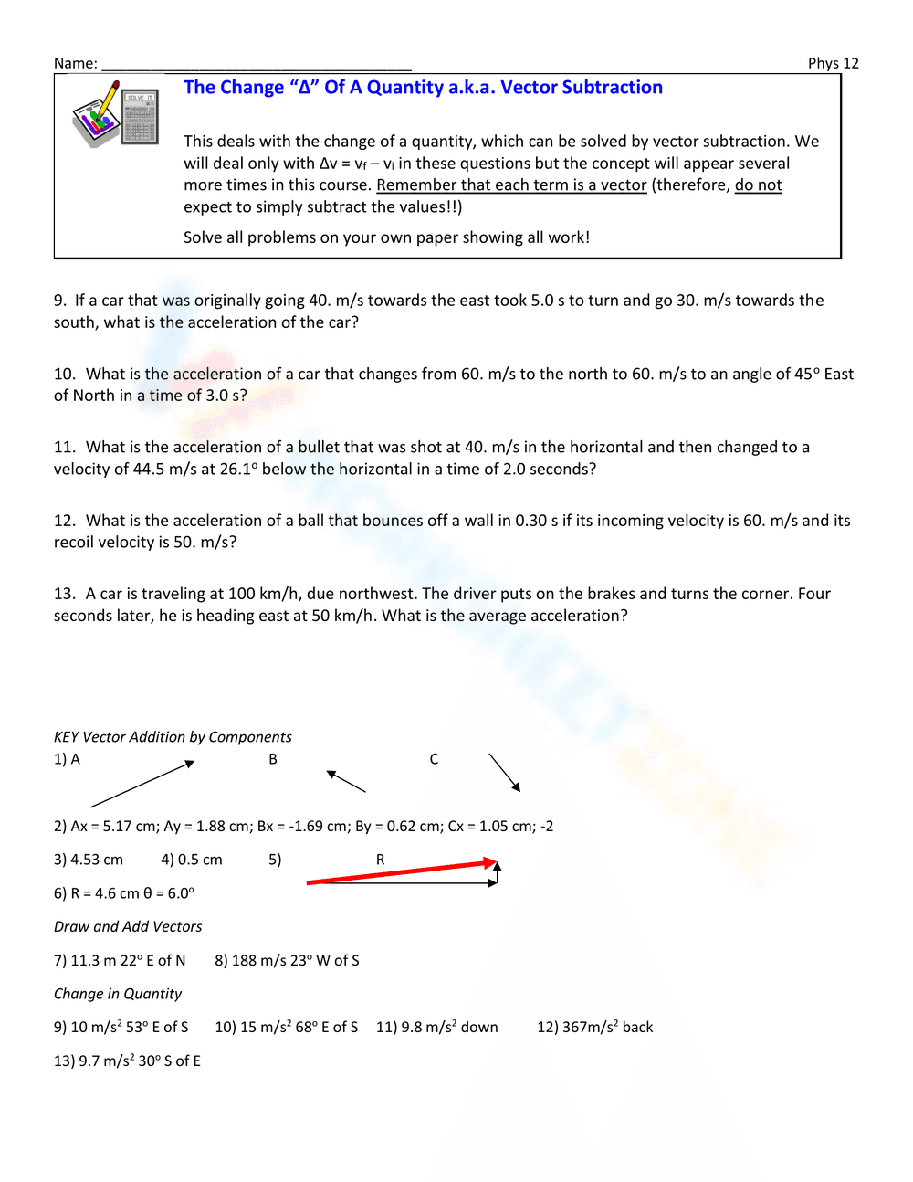 Worksheet on Vector Addition - Page 2